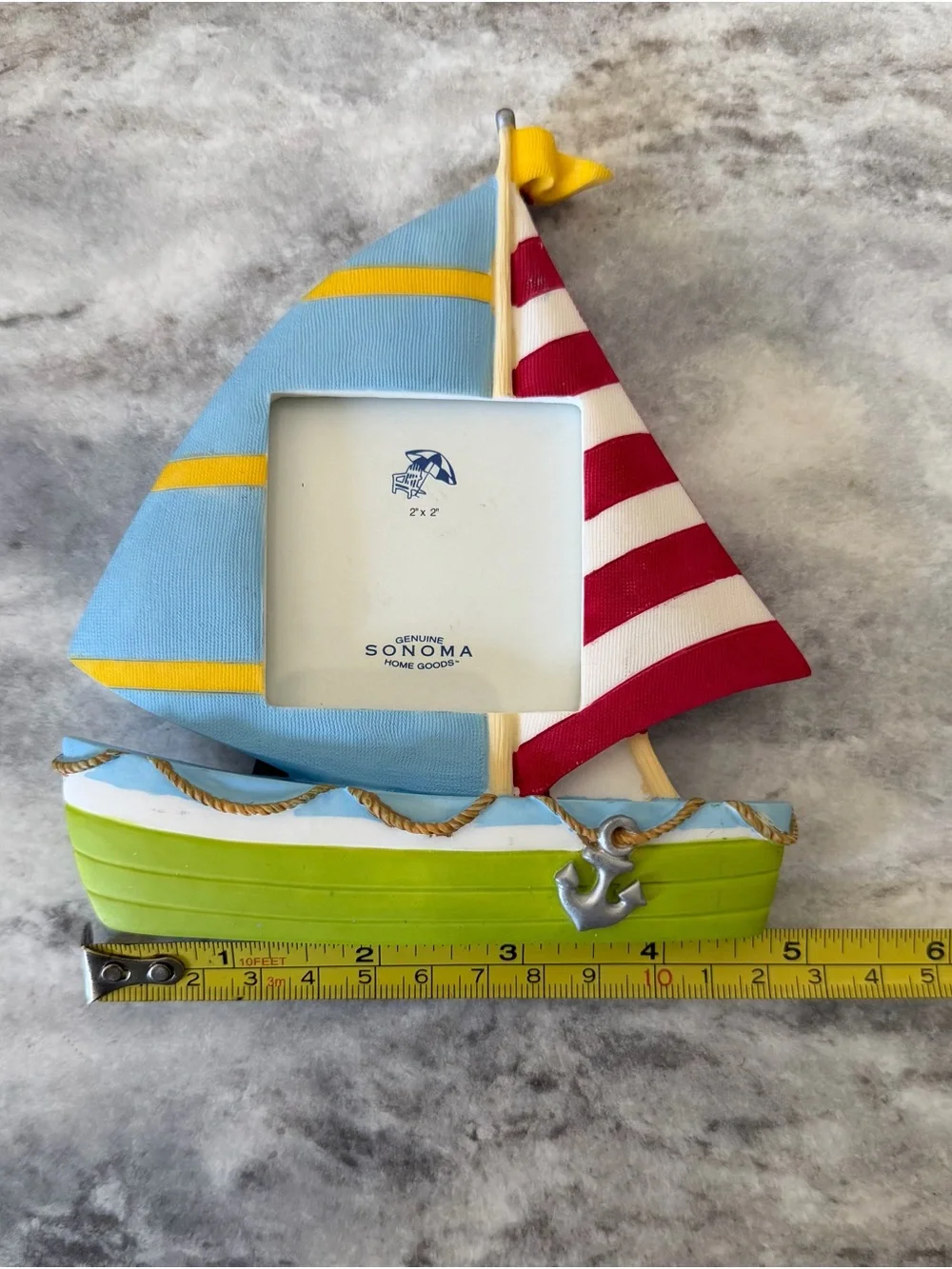 Sonoma Kids Sailboat Photo Frame in Blue, Red & Yellow